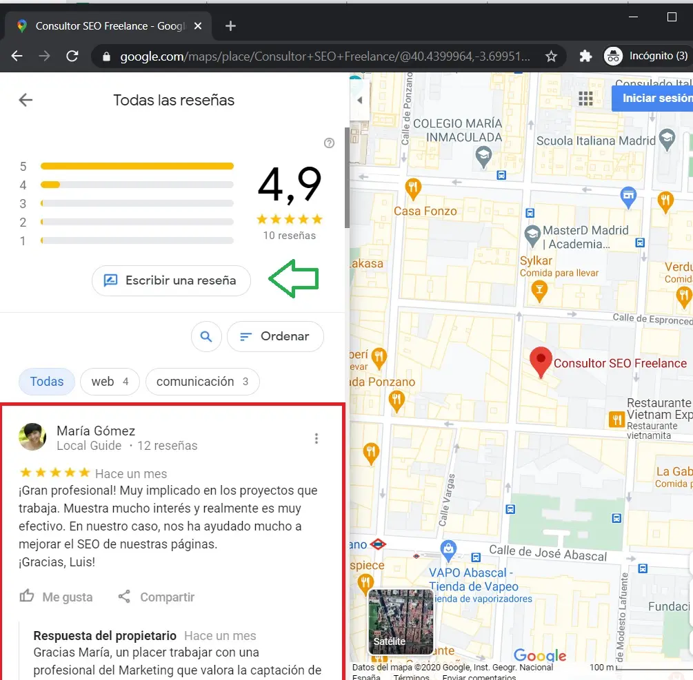 Reseñas de Google para negocios locales en CDMX